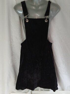Vintage 1990s California Gold Rush Overall Dress Black Velvet Sz M Goth Witchy